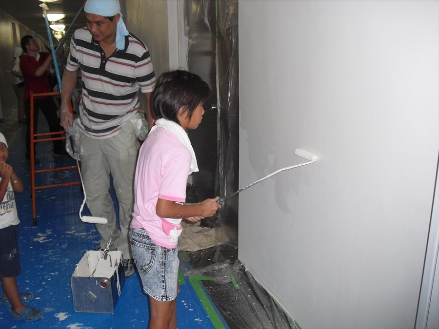 小学生も塗る