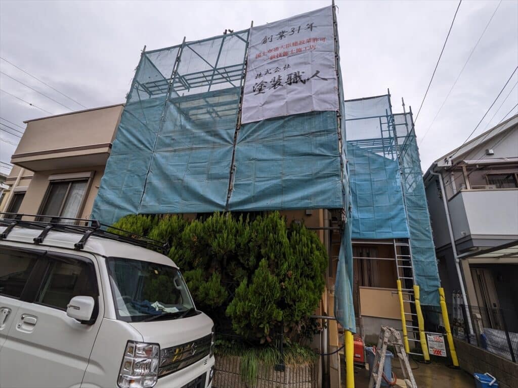 戸建ての外壁塗装の現場