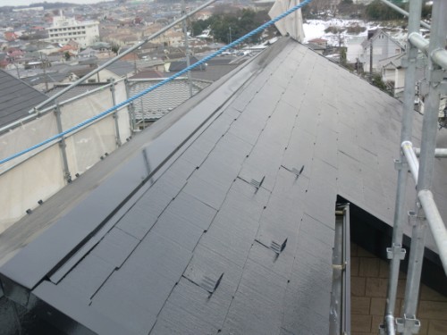 2014年2月20日　戸塚区南舞岡：屋根中塗り完了後