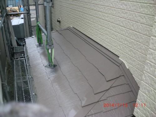 横浜市戸塚区：下屋根上塗り後