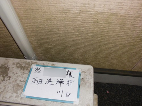川崎市宮前区：洗浄前外壁のコケ２