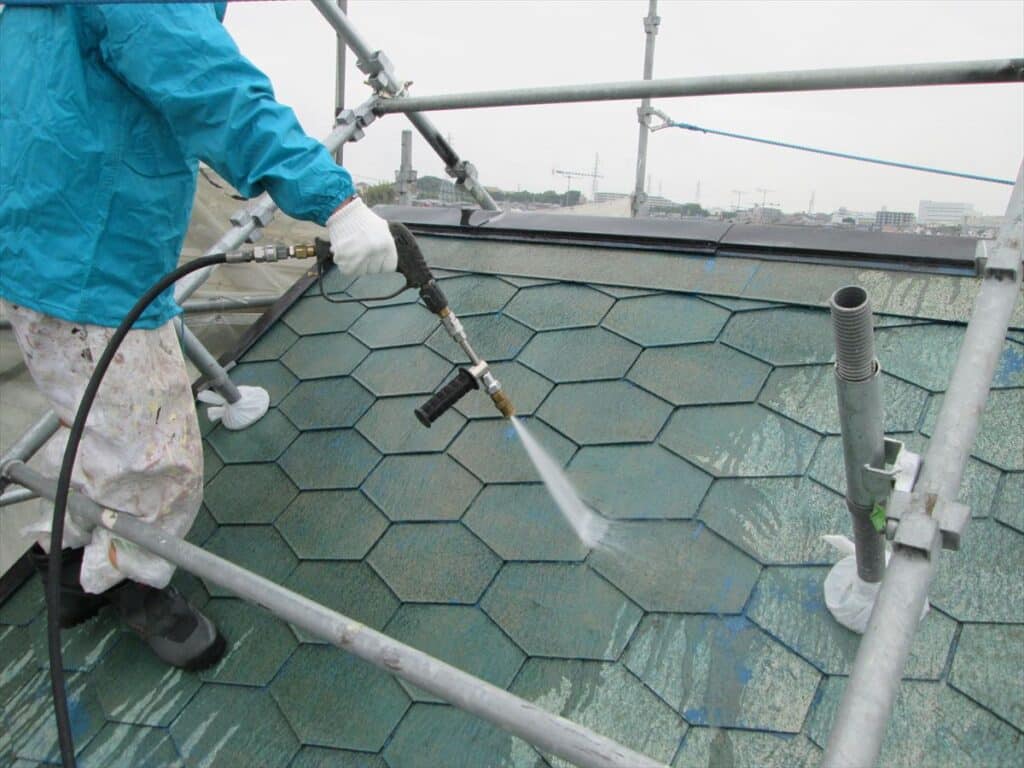 屋根高圧ジェット洗浄