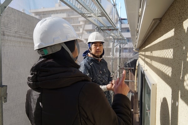 工事中のご自宅を足場から